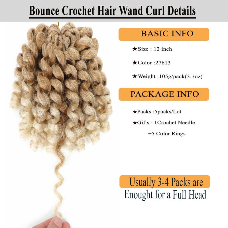 فلاج شيب ٥ عبوات من شعر الكروشيه الجامايكي المموج، ٢ × ضفائر كروشيه حلقية، ١٢ بوصة، وصلات شعر كروشيه صناعية جاهزة للحلقات، شعر كروشيه للتضفير، ٨٠ جذرًا -٢٧/٦١٣ - Image 3